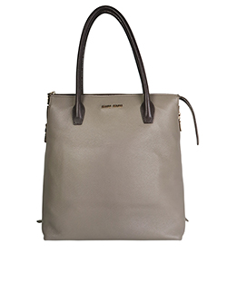 Top Handle Tote, Leather, Grey/Brown, 1*